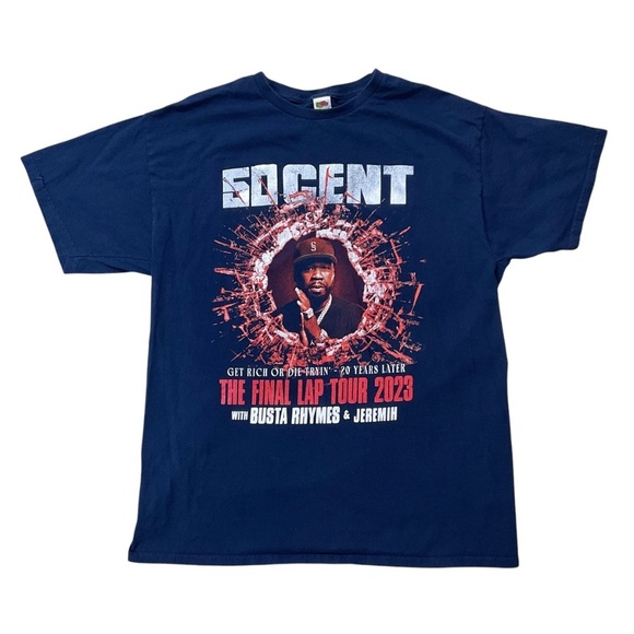 50 Cent Final Lap Tour 2023 T-Shirt Size L Get Rich or Die Tryin 20 Years Later - Picture 2 of 5